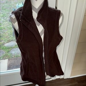 Carolyn Taylor Brown Fitted Vest with Stand-Up Collar